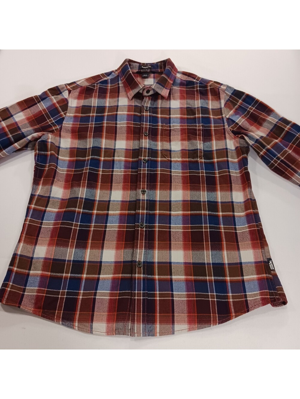 Eddie Bauer Classic Fit Men's Red/Blue Flannel Plaid Button-Up Shirt Size Large - Picture 12 of 16